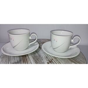 Replacement: Fine China Cup & Saucer - Pink/Purple Tulip Design (Japan) (Set 2)